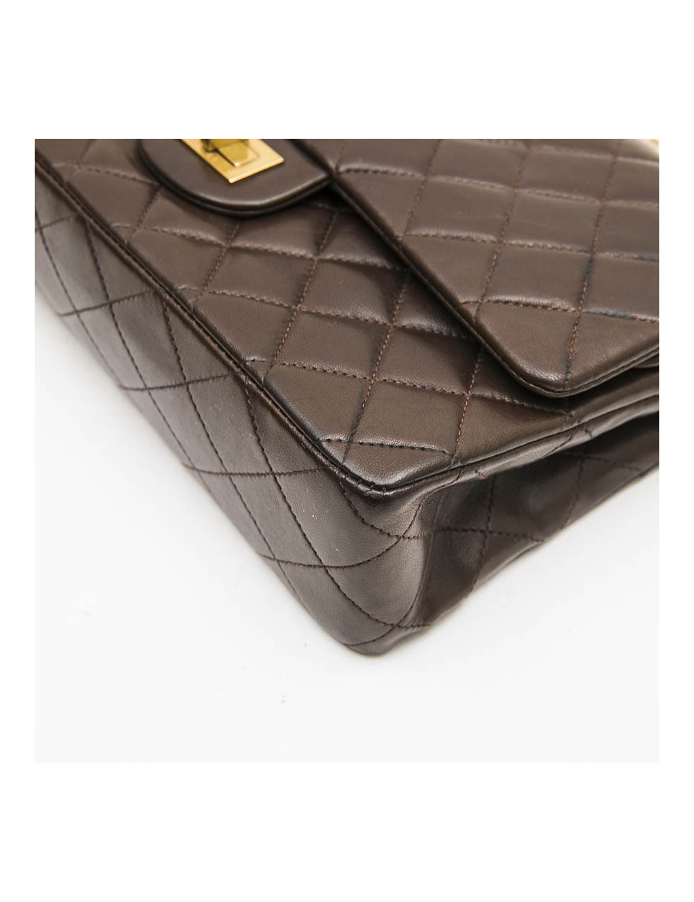 CHANEL vintage Timeless double flap bag in brow smooth quilted leather