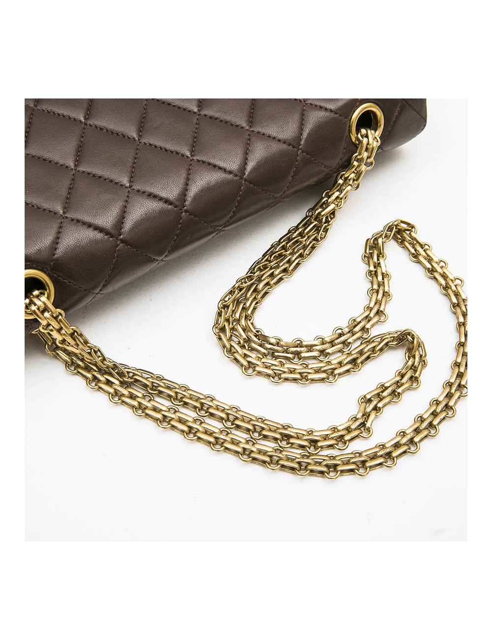 CHANEL vintage Timeless double flap bag in brow smooth quilted leather