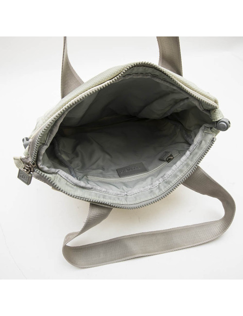 CHANEL bag in beige and grey canvas with CC, Chanel and camellia