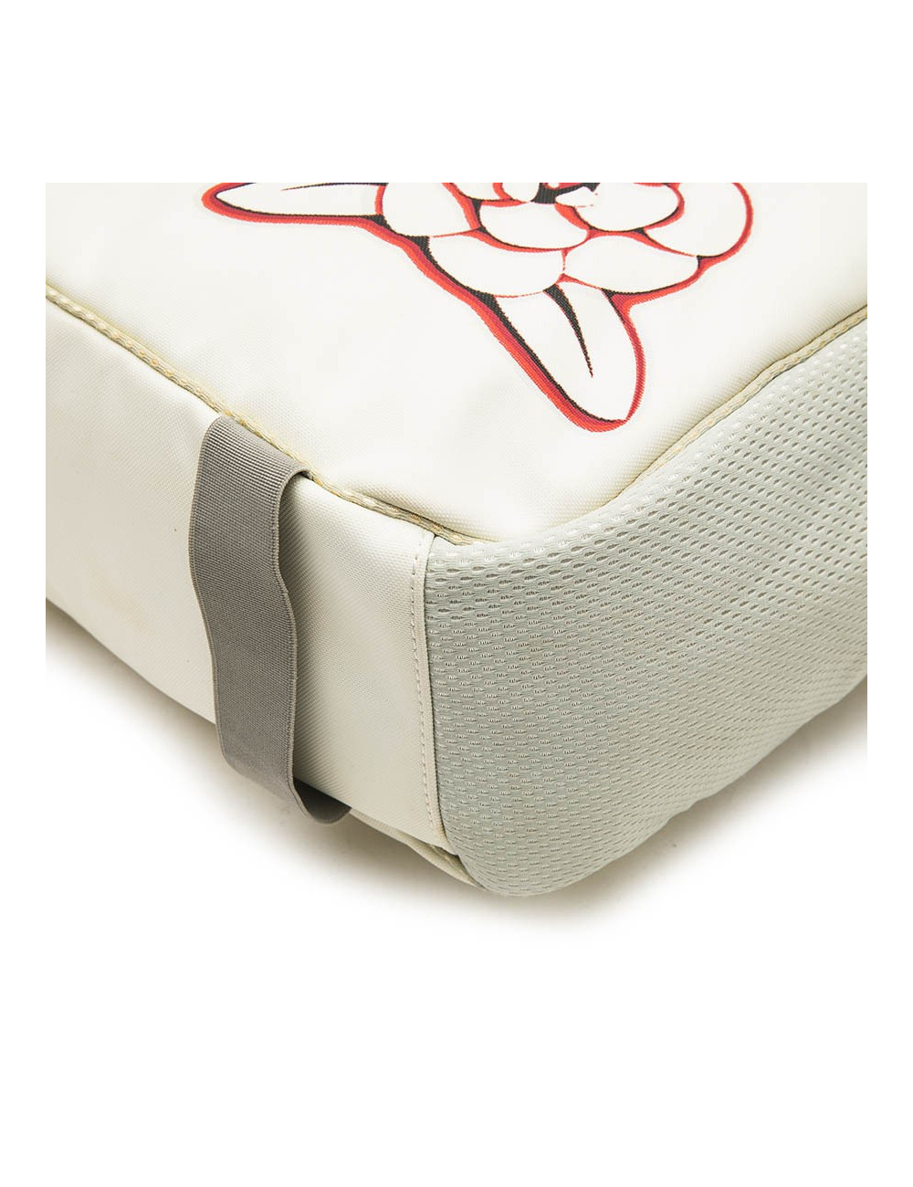 CHANEL bag in beige and grey canvas with CC, Chanel and camellia