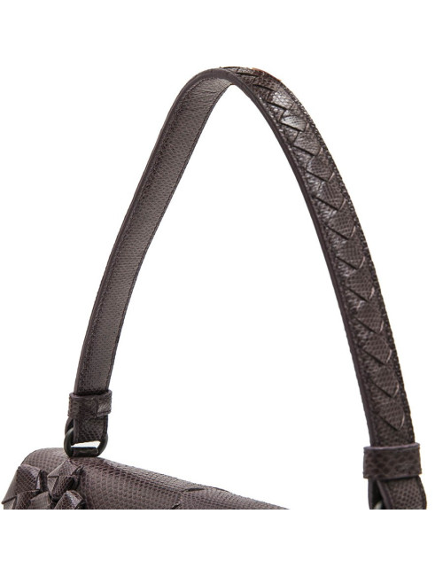 Sac BOTTEGA VENETA cuir façon python parme foncé