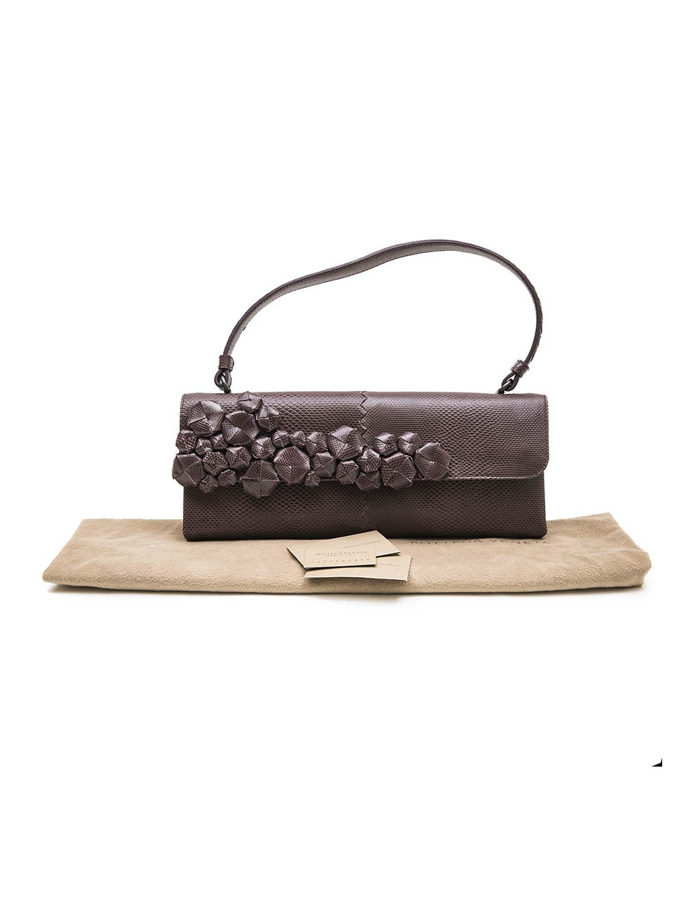 Sac BOTTEGA VENETA cuir façon python parme foncé