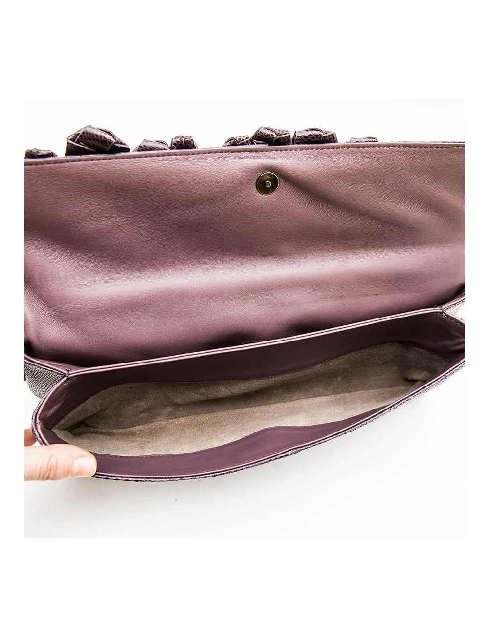 Sac BOTTEGA VENETA cuir façon python parme foncé