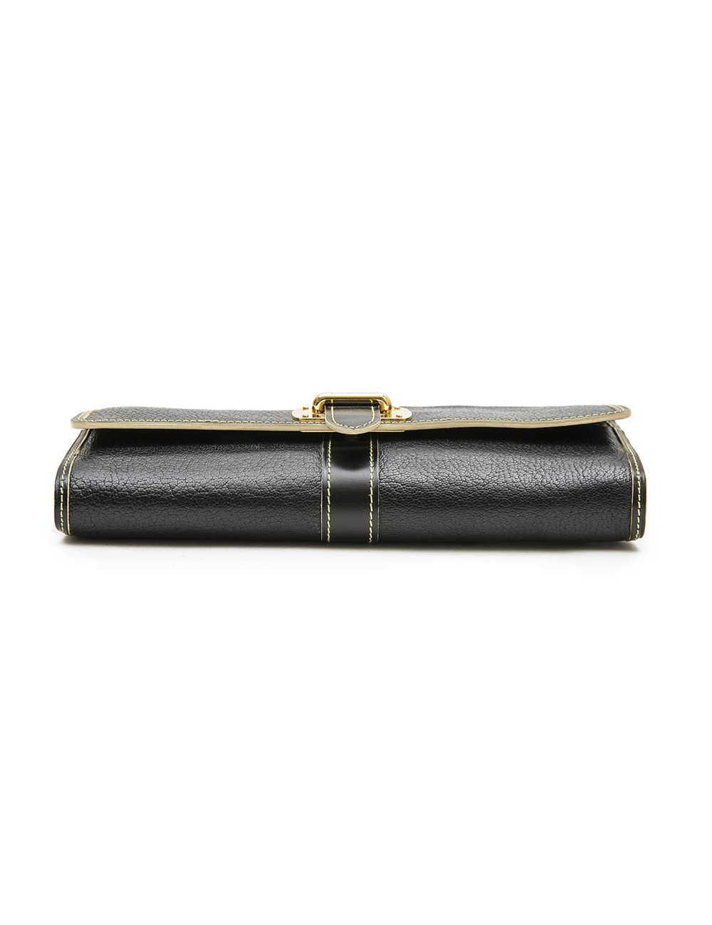 LOUIS VUITTON clutch in black grained leather with saddle stitching