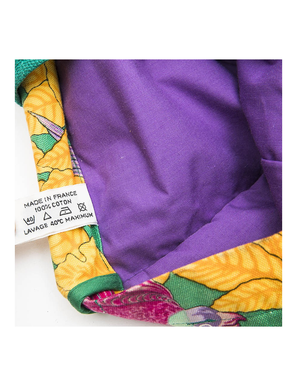 Sac HERMES toile imprimés fleurs