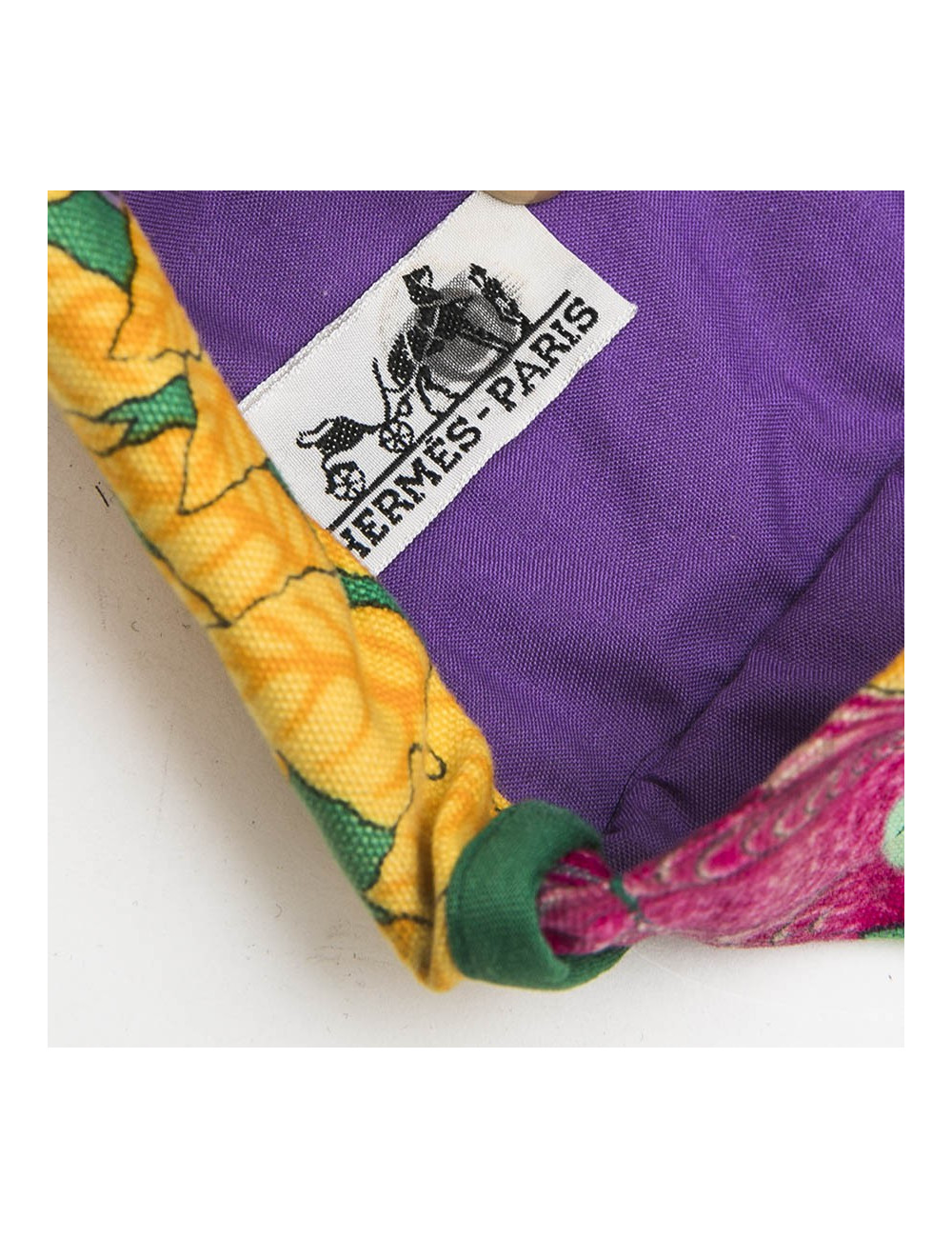 Sac HERMES toile imprimés fleurs