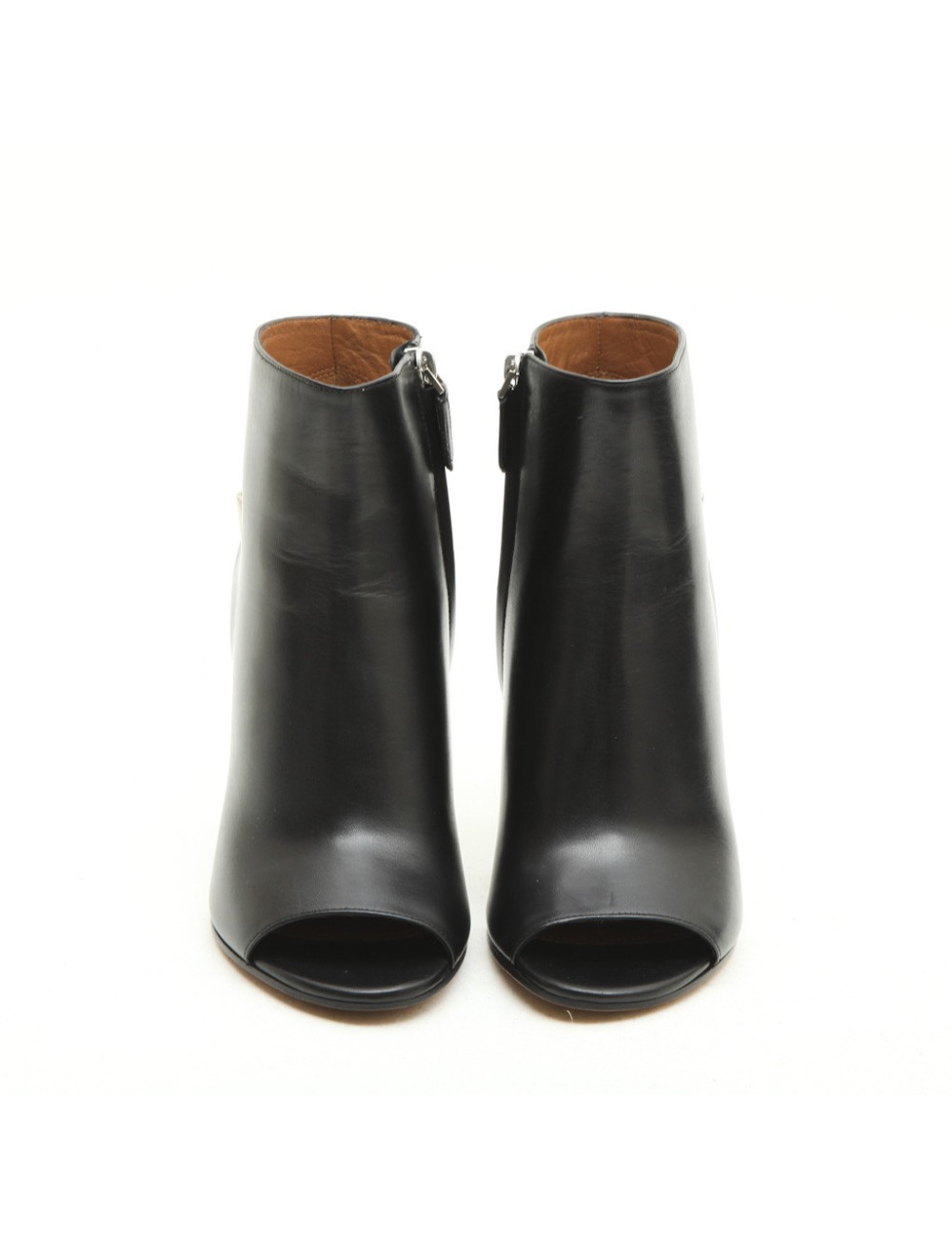 GIVENCHY Open Toe High heels boots in black leather size 36FR