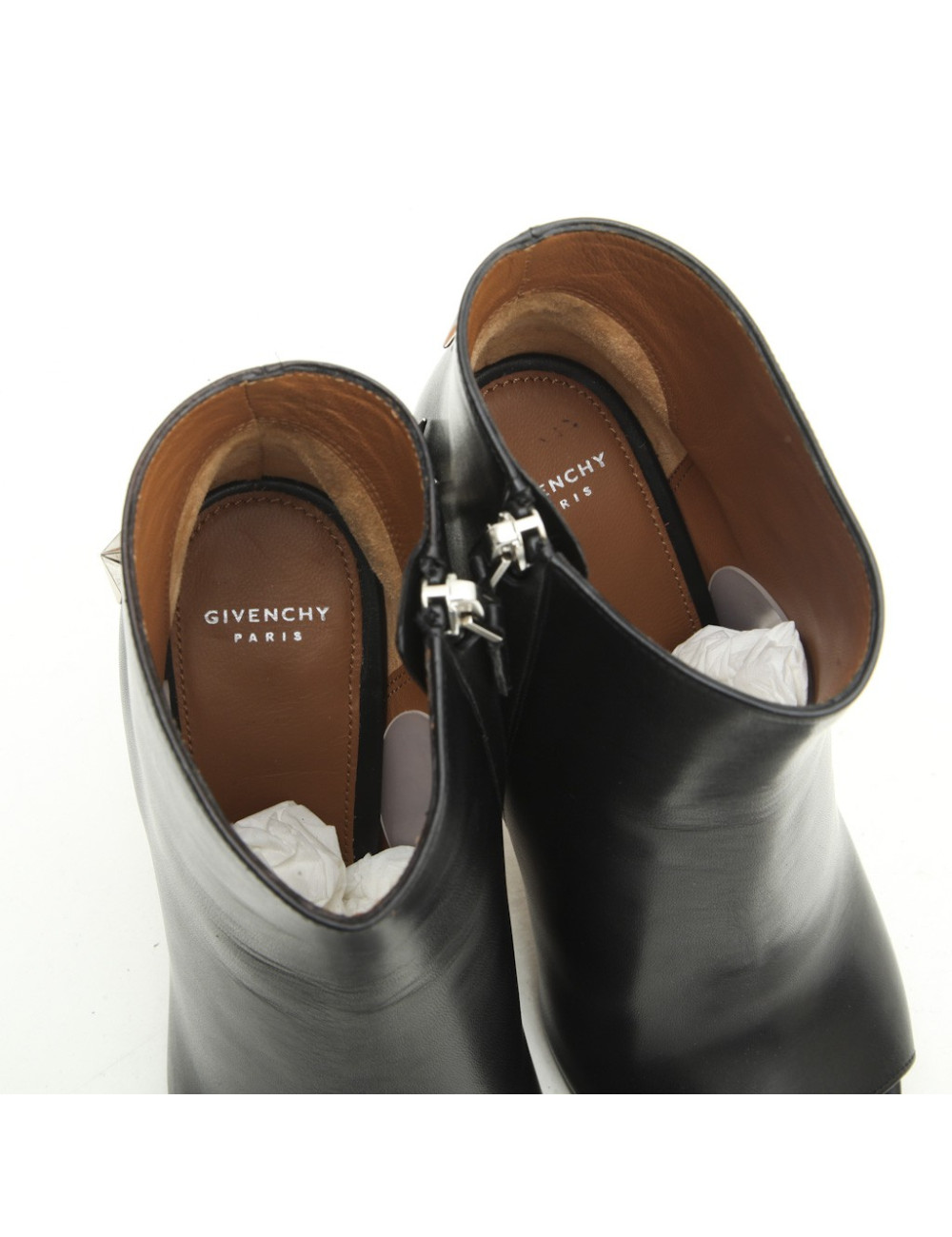 GIVENCHY Open Toe High heels boots in black leather size 36FR