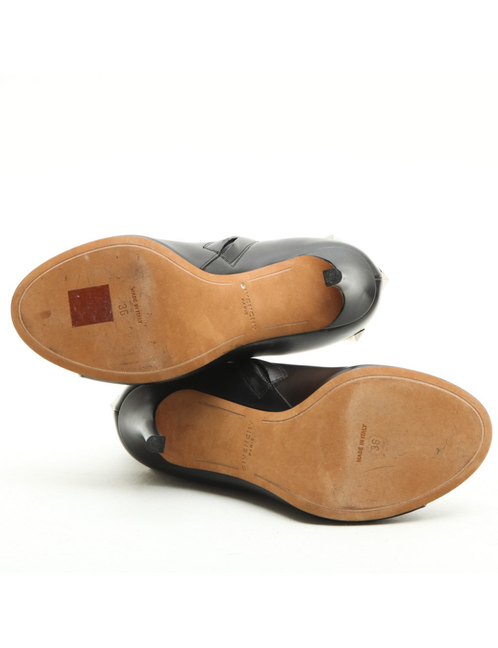 GIVENCHY Open Toe High heels boots in black leather size 36FR