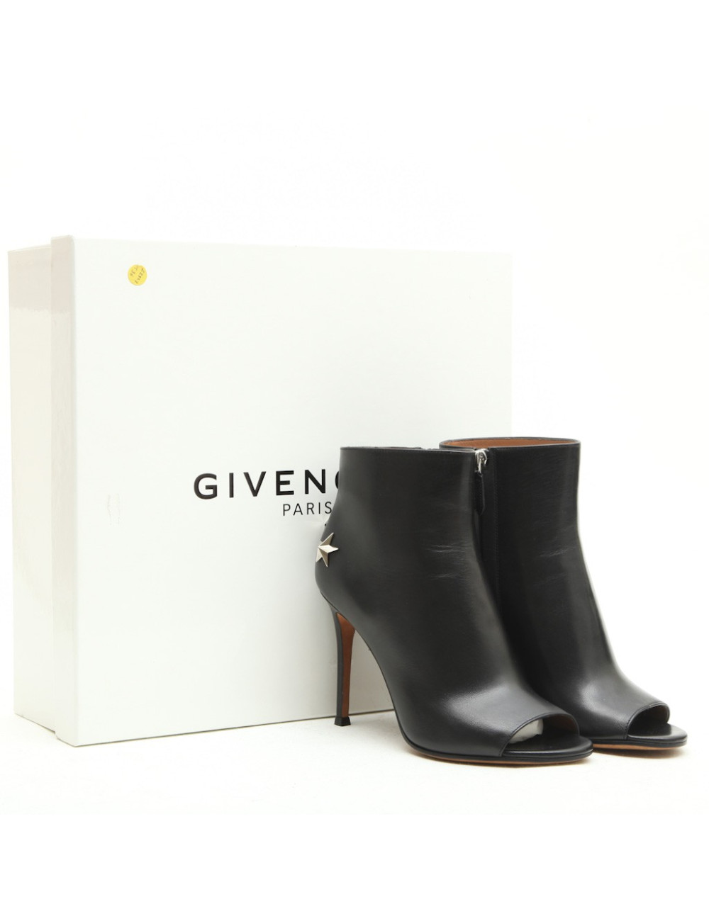 GIVENCHY Open Toe High heels boots in black leather size 36FR