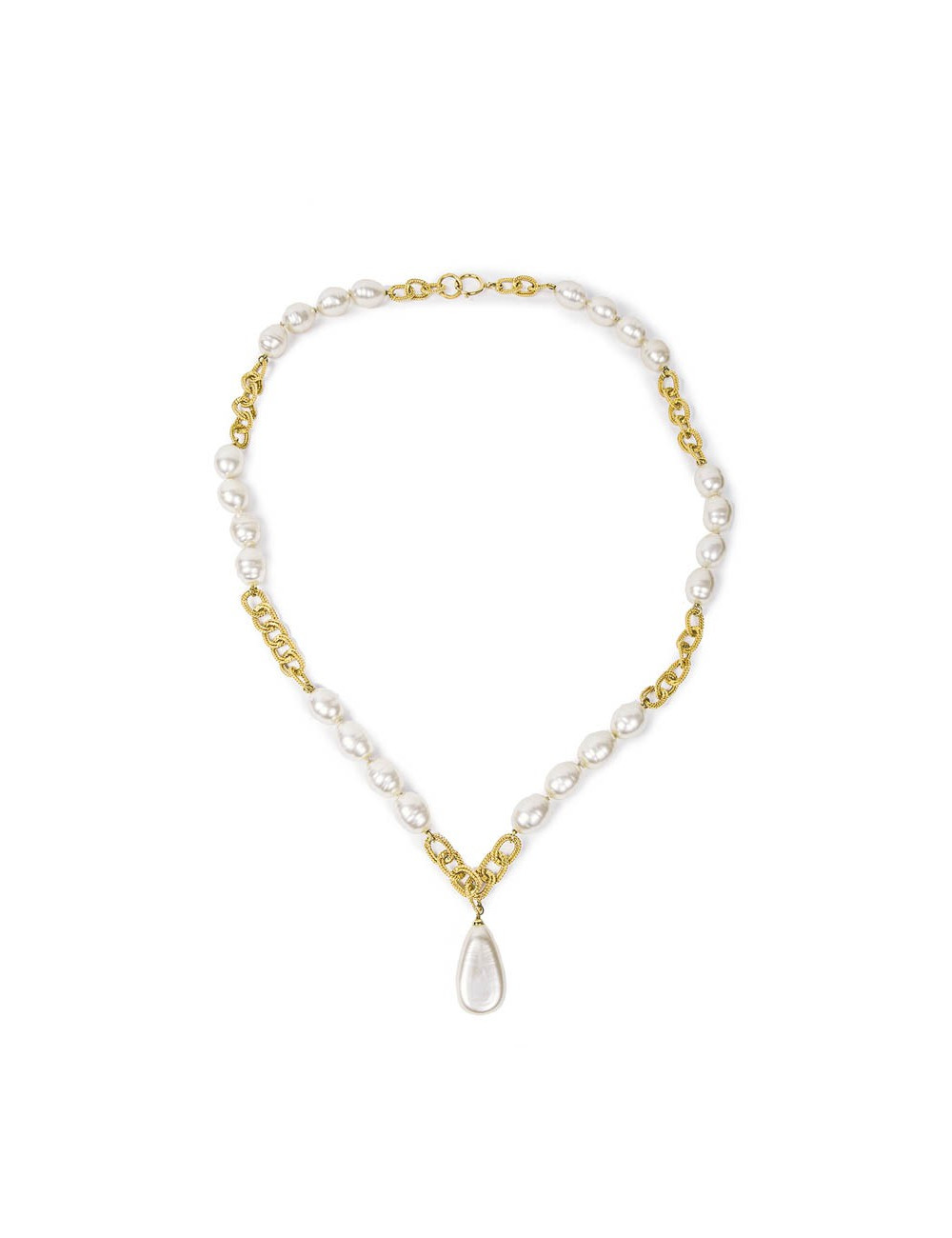 CHANEL couture vintage necklace in molten glass pearls and gilded metal