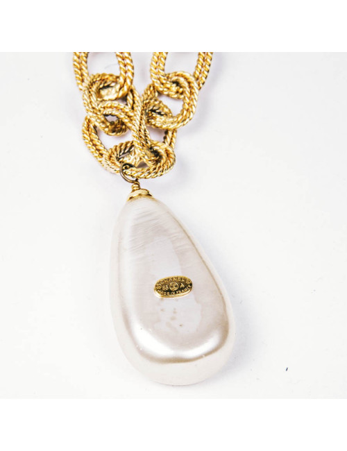 CHANEL couture vintage necklace in molten glass pearls and gilded metal