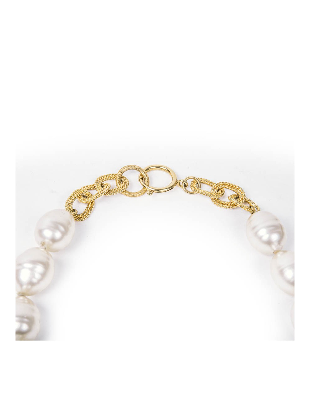 CHANEL couture vintage necklace in molten glass pearls and gilded metal