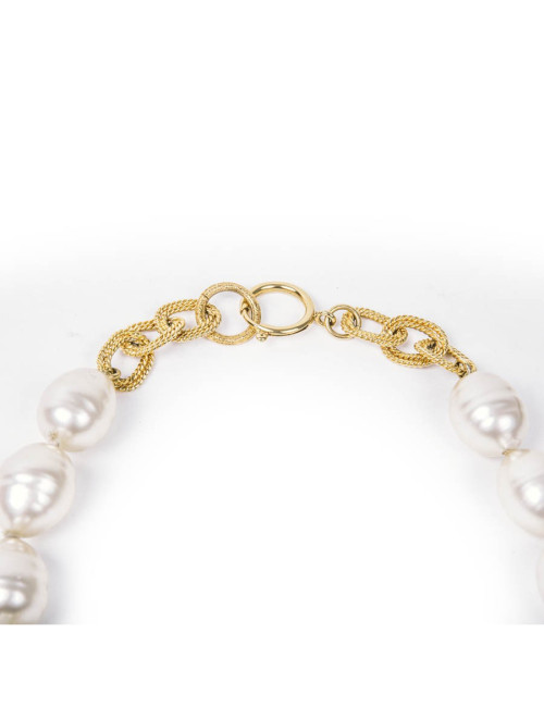 CHANEL couture vintage necklace in molten glass pearls and gilded metal