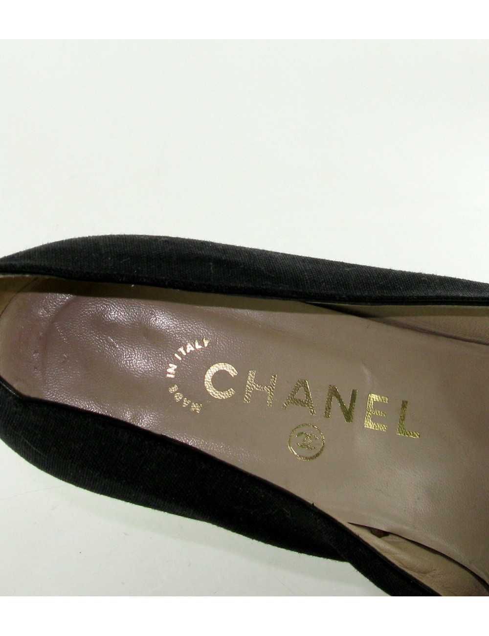 Ballerines T38.5 CHANEL toile et cuir