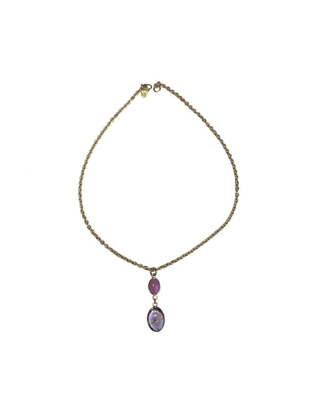 Collier MARGUERITE DE VALOIS  double pastilles amethyste et rose