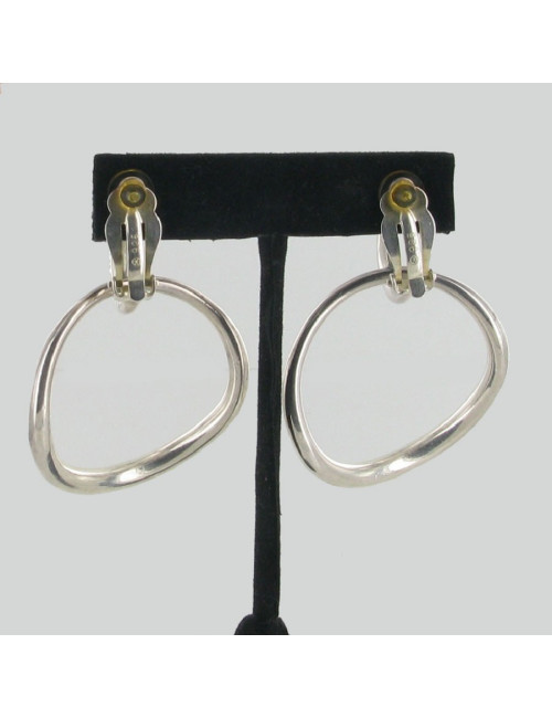 Boucles d'oreille clips CHANEL créoles en argent 925