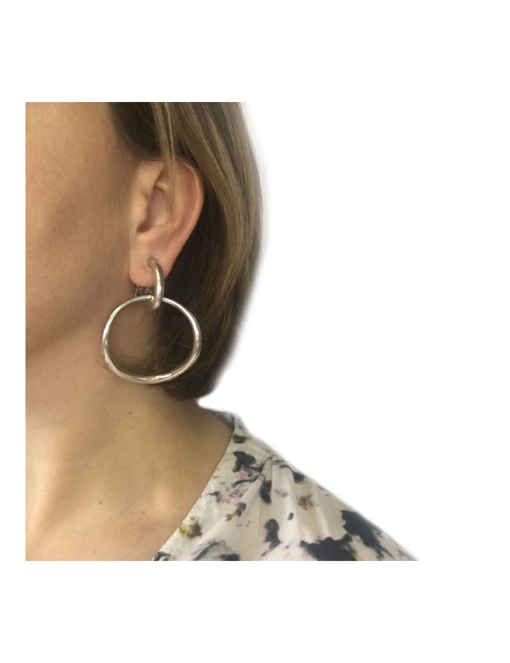 CHANEL creoles clip-on earrings in sterling silver 925 Ag