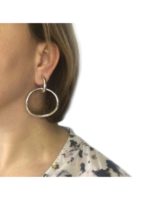 CHANEL creoles clip-on earrings in sterling silver 925 Ag