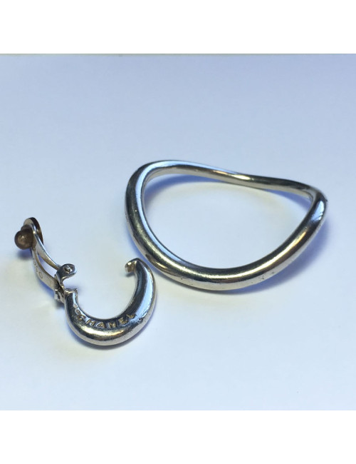 CHANEL creoles clip-on earrings in sterling silver 925 Ag