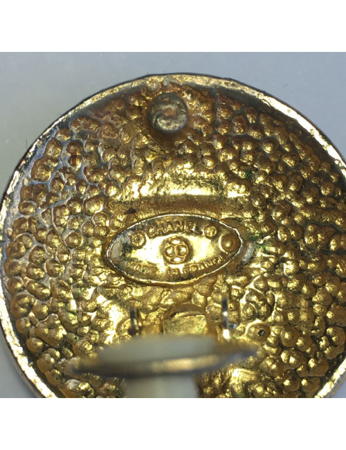 Boucles d'oreilles clips CHANEL vintage en métal doré