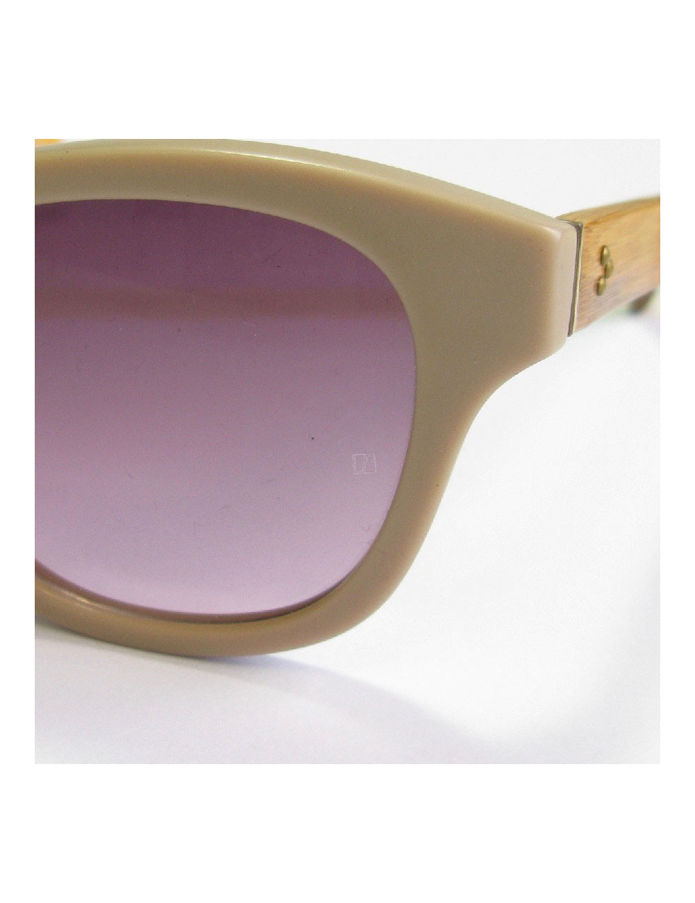 Lunettes de soleil LINDA FARROW LUXE en plastique beige rosé et bois