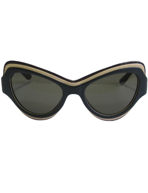 Lunettes de soleil YVES SAINT LAURENT en plastique noir mat, beige et violet