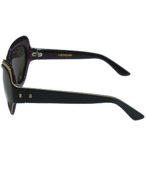 Lunettes de soleil YVES SAINT LAURENT en plastique noir mat, beige et violet