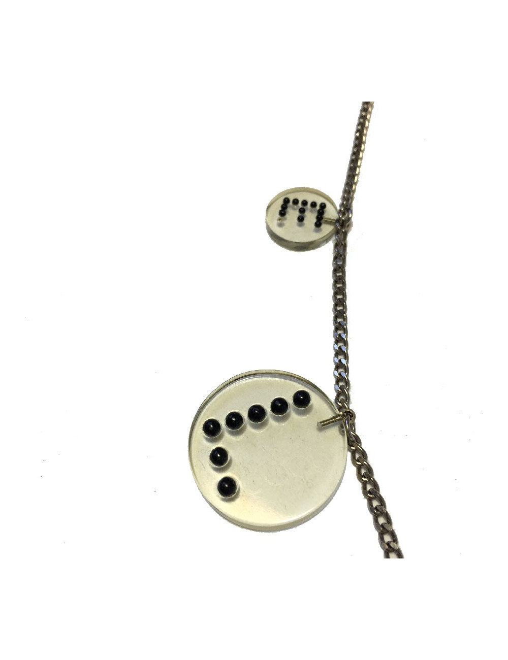 Ceinture sautoir CHANEL en plexi transparent et perles noires