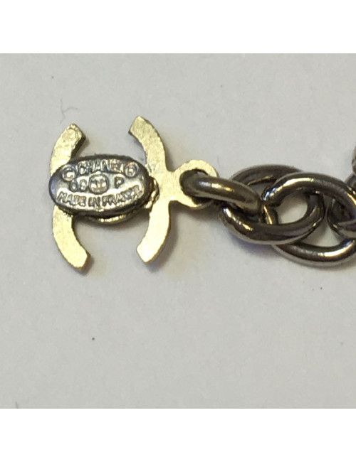 Ceinture sautoir CHANEL en plexi transparent et perles noires