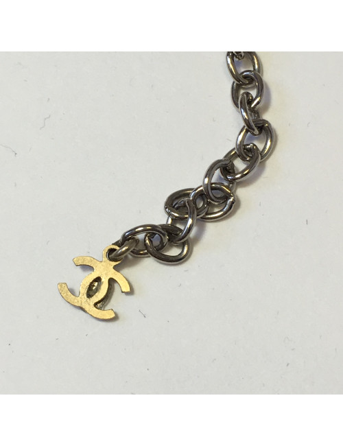 CHANEL belt-necklace in transparent plexi and black pearls