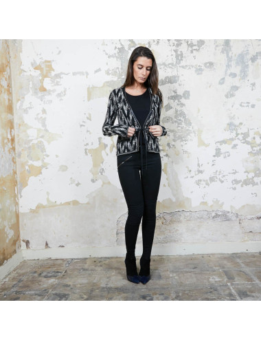 CHANEL cardigan in black and white cashmere size 36FR 2