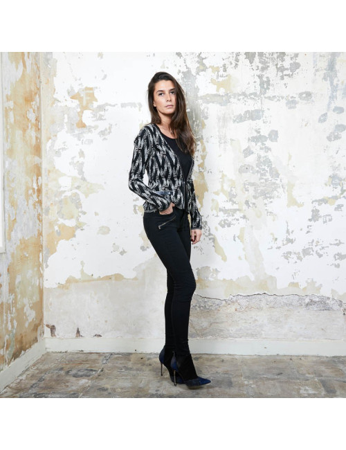 CHANEL cardigan in black and white cashmere size 36FR