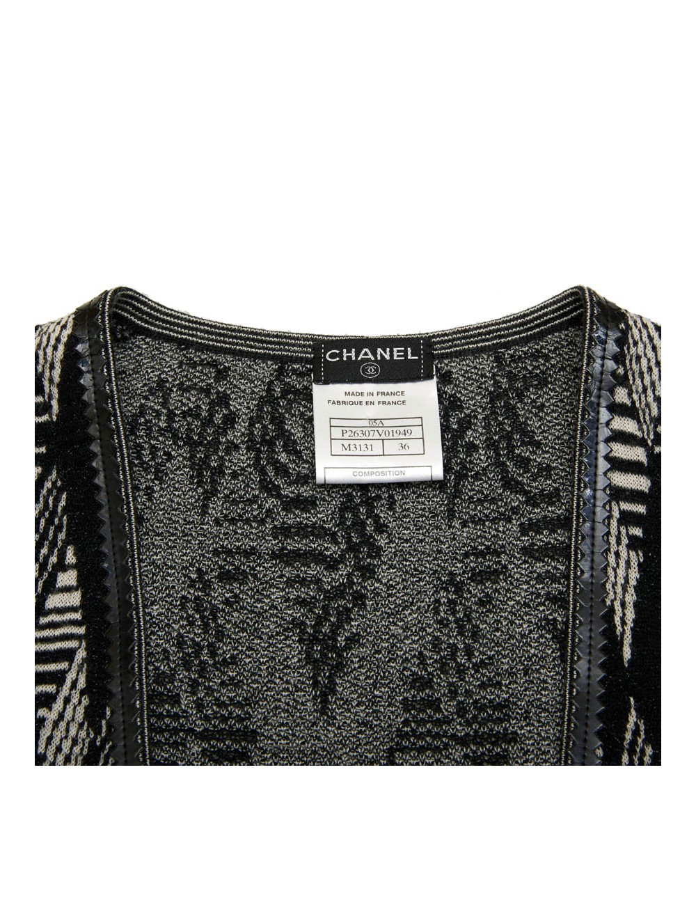 CHANEL cardigan in black and white cashmere size 36FR