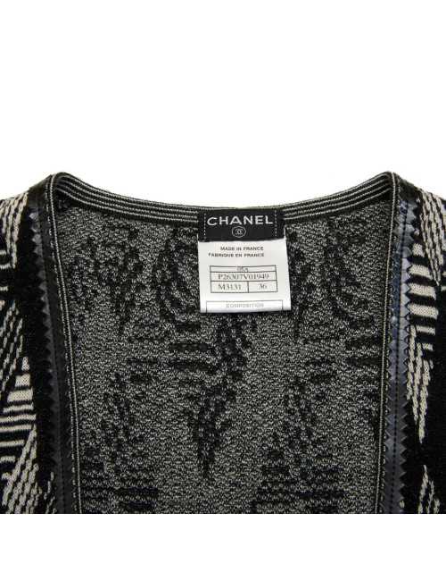 CHANEL cardigan in black and white cashmere size 36FR