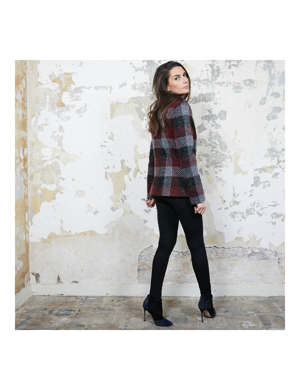 Veste CHANEL T38  en tweed a carreaux