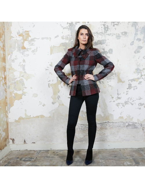 Veste CHANEL T38  en tweed a carreaux