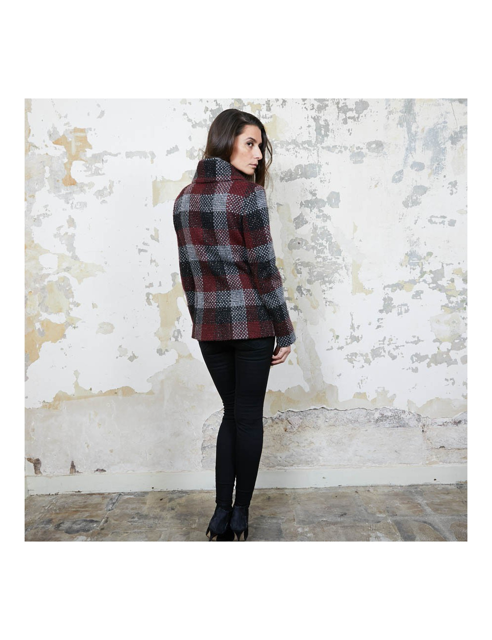 Veste CHANEL T38  en tweed a carreaux