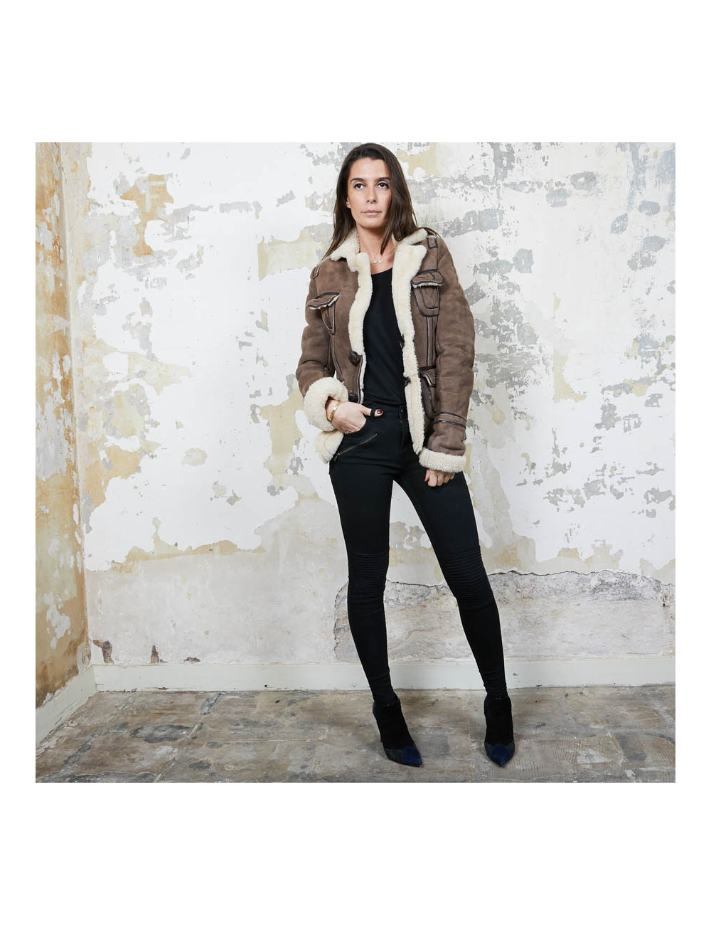 Veste DSQUARDED peau lainée