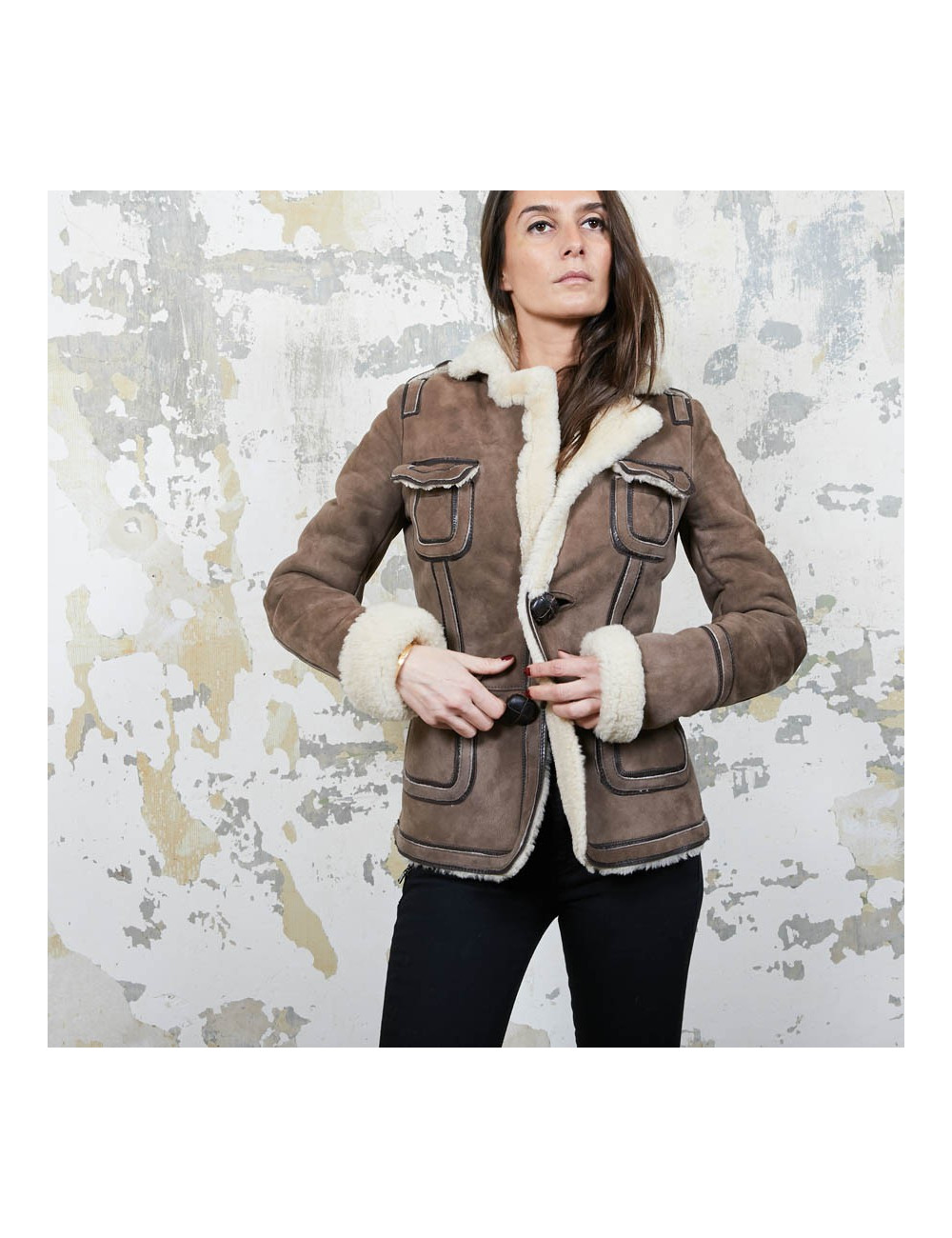 Veste DSQUARDED peau lainée