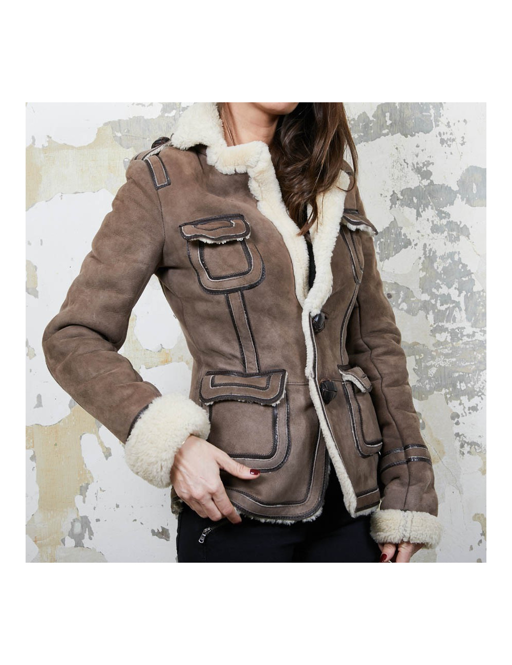 Veste DSQUARDED peau lainée