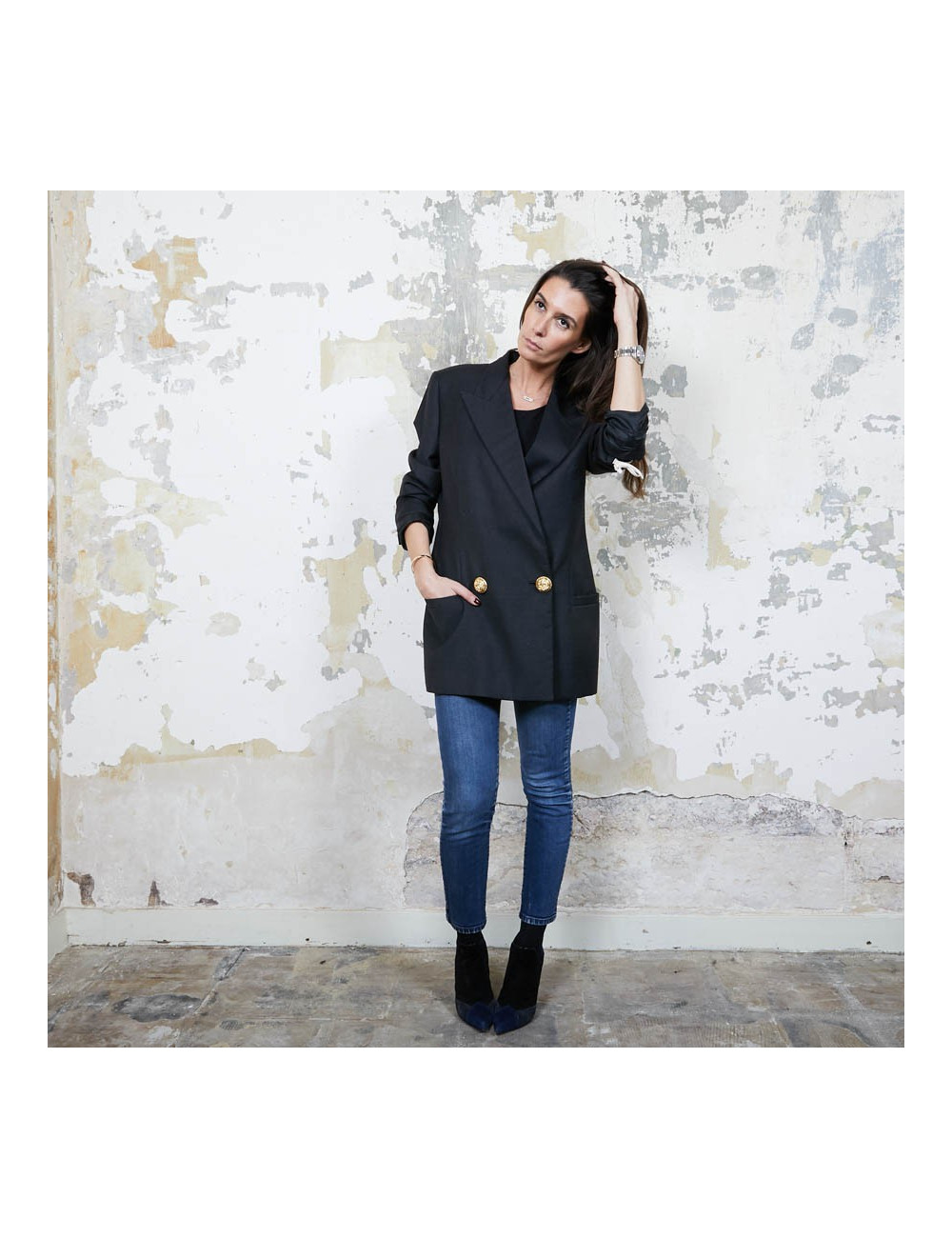 Blazer GIANNI VERSACE Couture en soie noire