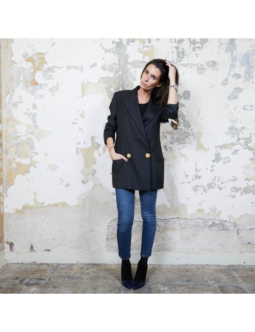 Blazer GIANNI VERSACE Couture en laine et  soie noire