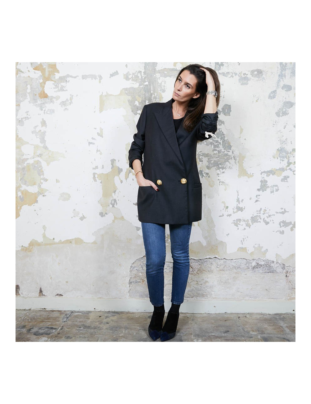 Blazer GIANNI VERSACE Couture en soie noire