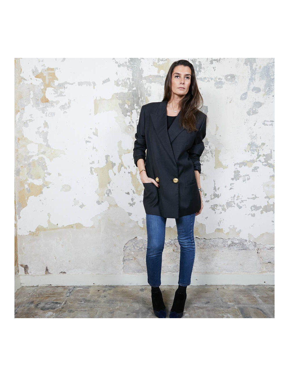 Blazer GIANNI VERSACE Couture en laine et  soie noire