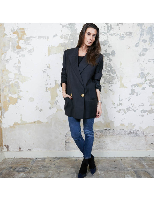 Blazer GIANNI VERSACE Couture en laine et  soie noire