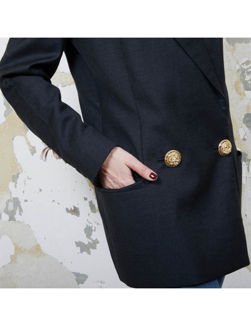 Blazer GIANNI VERSACE Couture en laine et  soie noire
