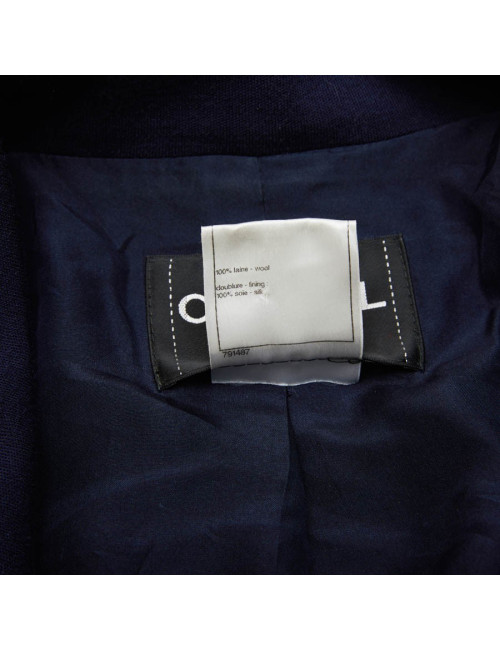 Veste CHANEL T 36 en jersey bleu et liseré gris