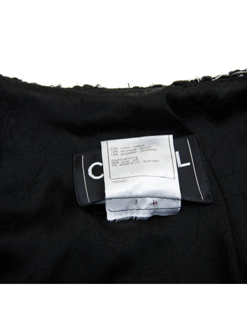 CHANEL iconic long jacket in black tweed size 34FR