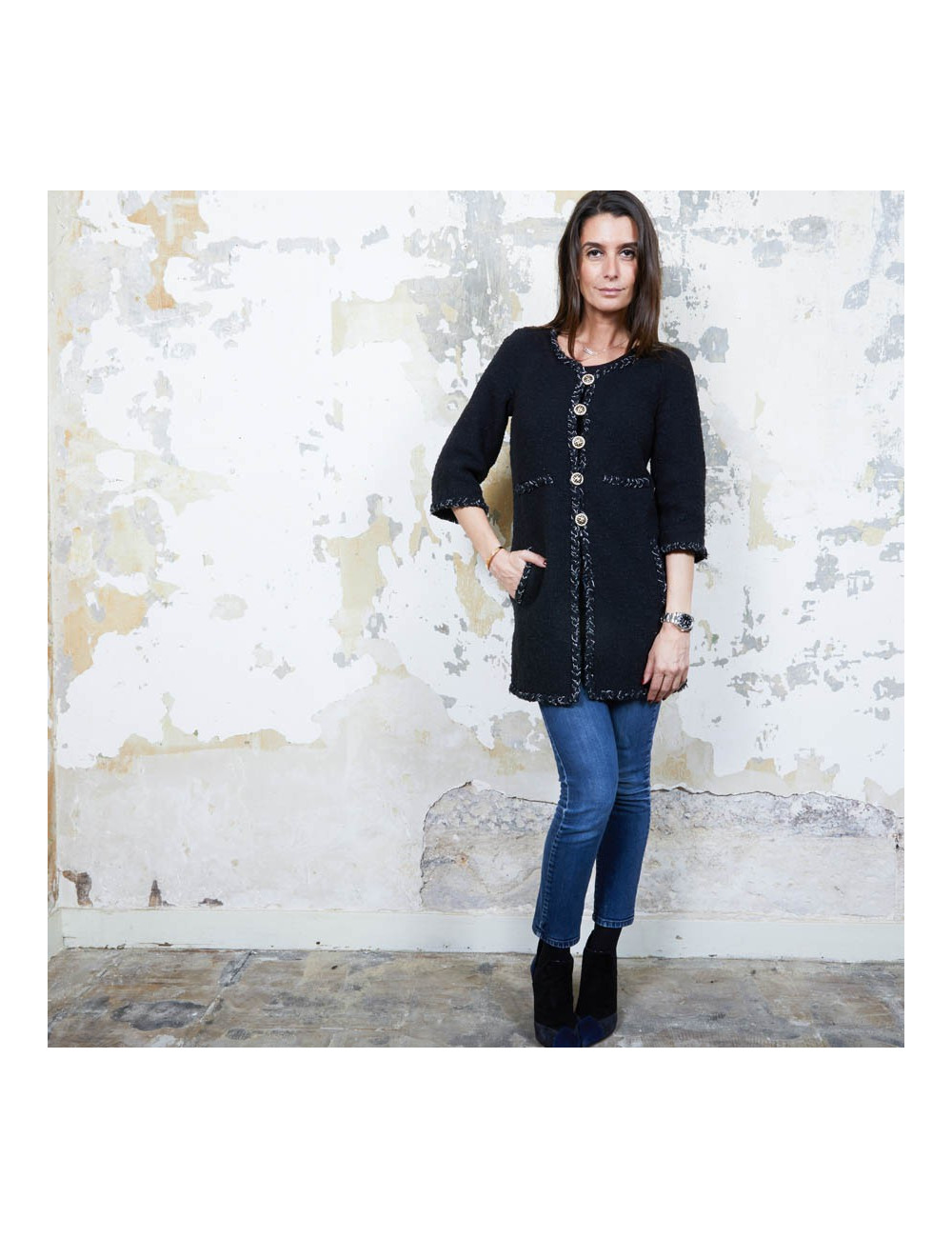 Veste CHANEL T 34 twedd noir 